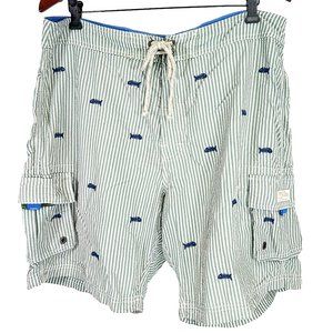 J. Crew Original Swimwear Men's Swim Cargo Shorts Trunks Fish Bones Size 36